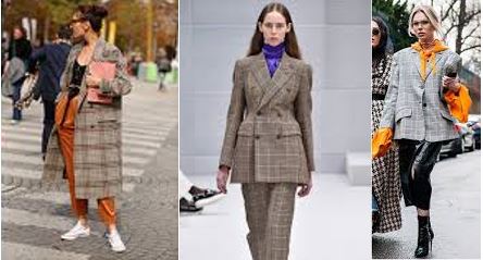 3 mulheres diferentes utilizando blazer com estampa xadrez Príncipe de Gales