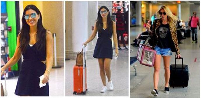 2 looks diferentes de mulheres em aeroportos