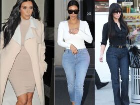 Kim Kardashian usando três looks fashion