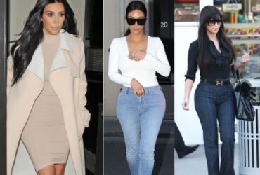 Kim Kardashian usando três looks fashion