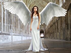 Mulher vestida de anjo