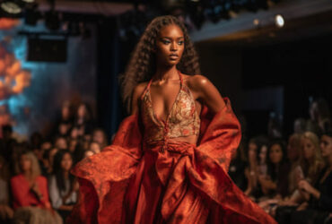 Mulher negra desfilando no Fashion Week