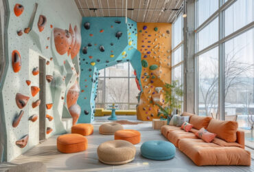 Entrada de uma loja infantil toda decorada de forma simples e criativa