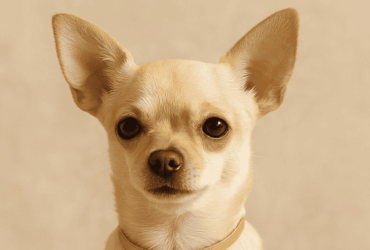 Cachorrinho usando um colar com pingente dourado no pescoço