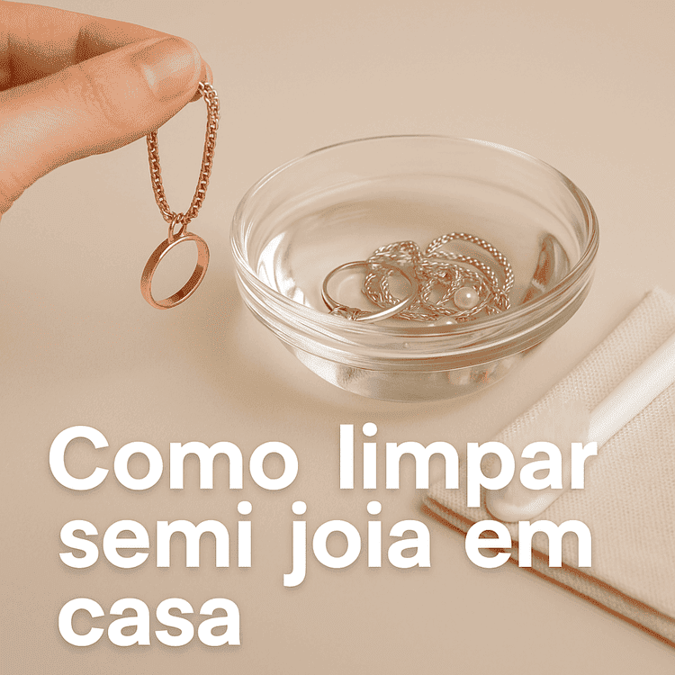 Exemplode semijoias sendo limpas numa solução