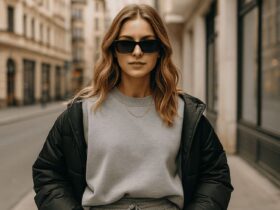 Mulher usando conjunto de moletom - look comfy feminino