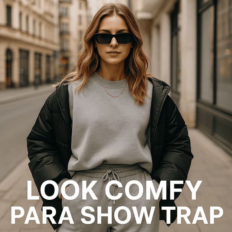 Mulher usando conjunto de moletom - look comfy feminino