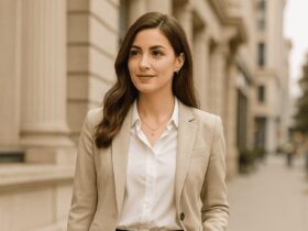 Mulher usando um look feminino executivo