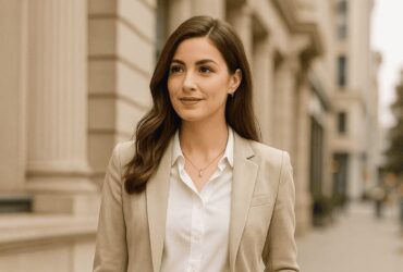 Mulher usando um look feminino executivo