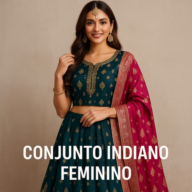 MUlher usando um look feminino com roupas indianas